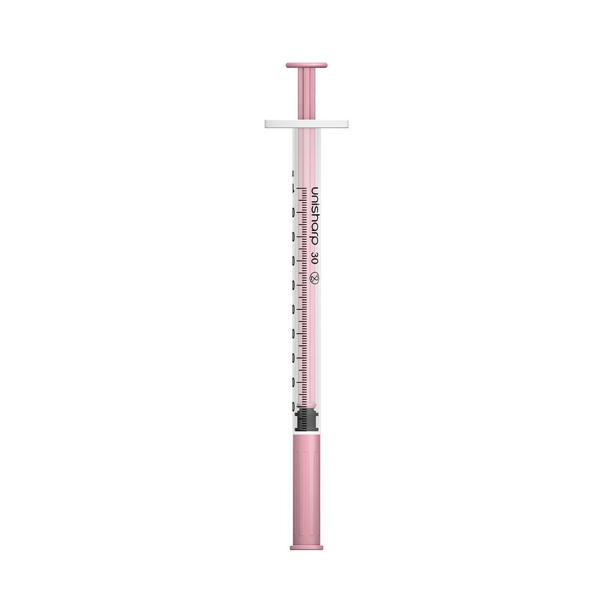1ml 0.5 inch 30G Pink Unisharp Syringe | UKMEDI