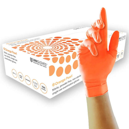 Unigloves Orange Pearl Nitrile Gloves