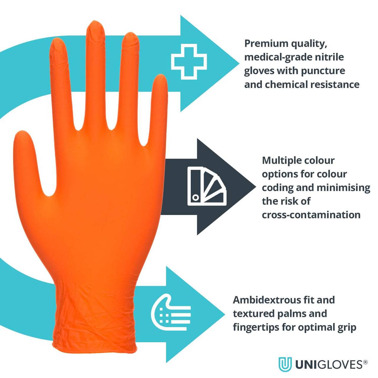 Unigloves Orange Pearl Nitrile Gloves