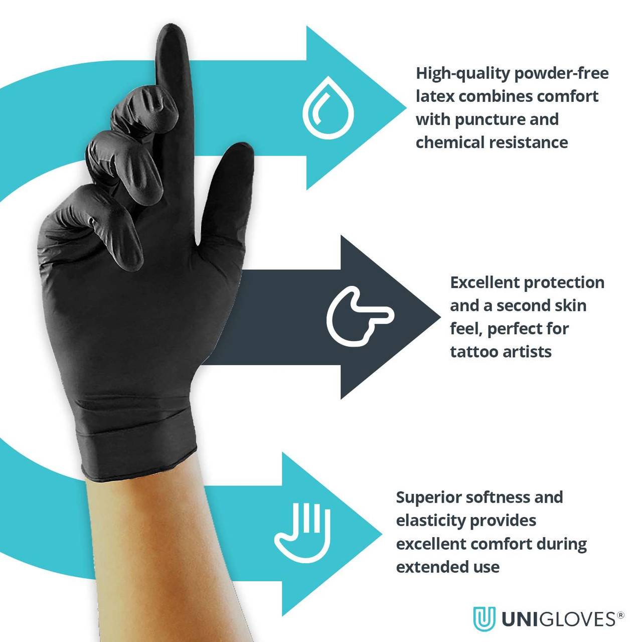 Unigloves Select Black Latex Gloves - UKMEDI