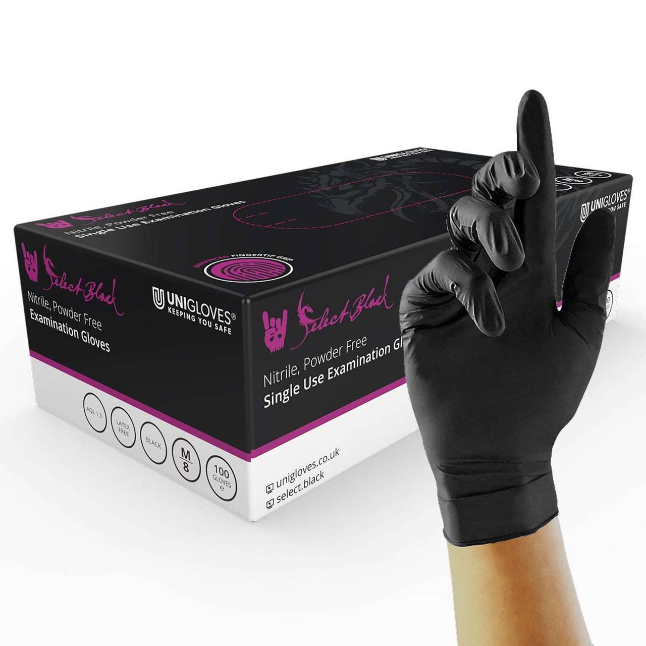 Unigloves Select Black Nitrile Gloves - UKMEDI