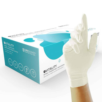 Unigloves Vitality Nitrile Gloves Moisturising Inner Coating - UKMEDI