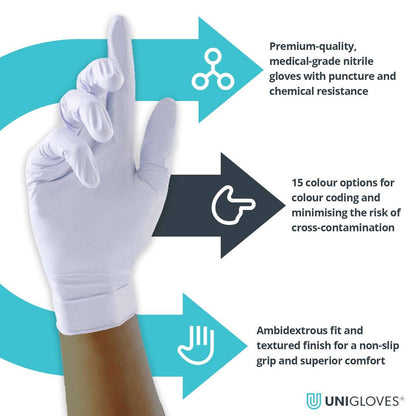 Unigloves White Pearl Nitrile Gloves - UKMEDI