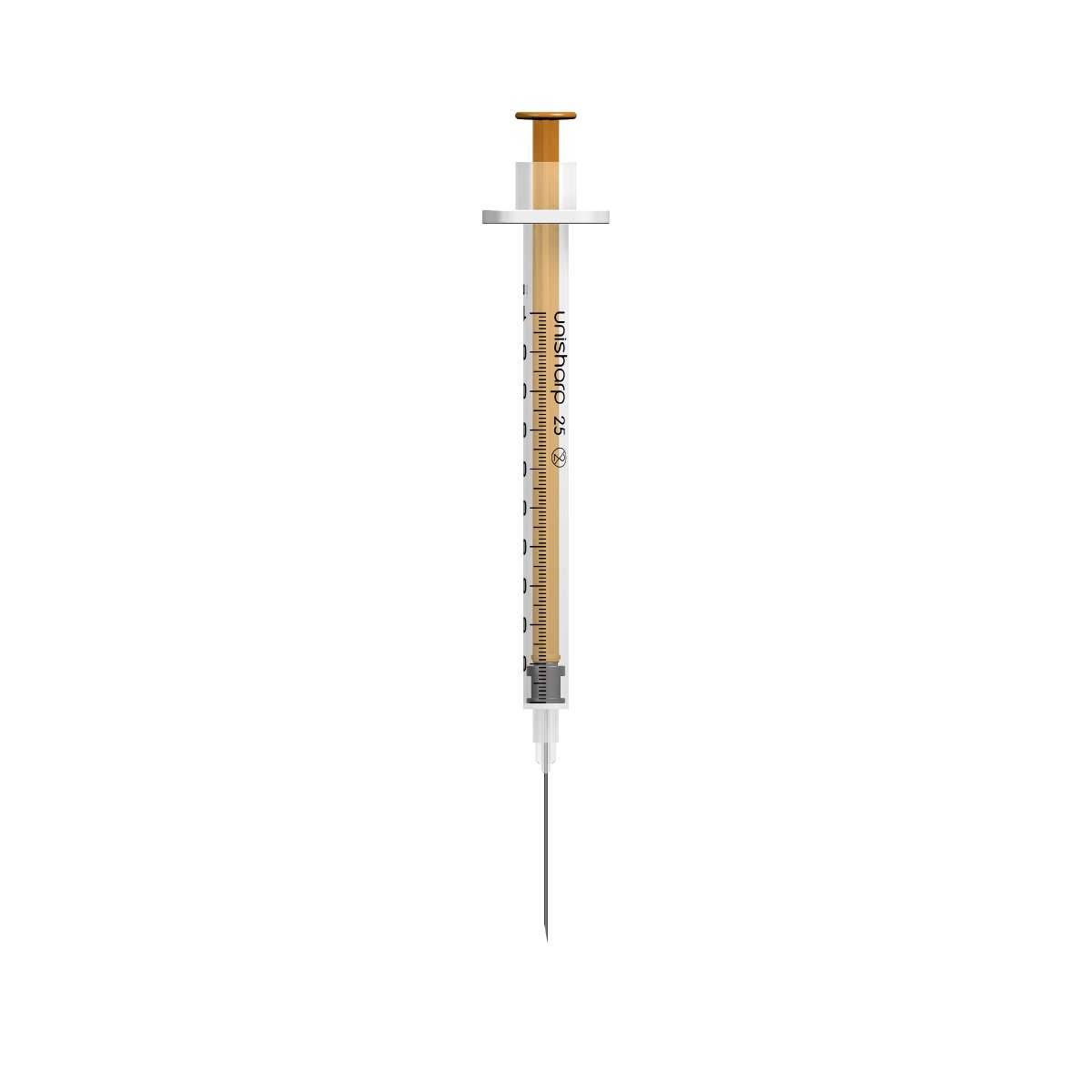 1ml 25g 25mm 1 inch Unisharp Syringe and Needle u100 - UKMEDI