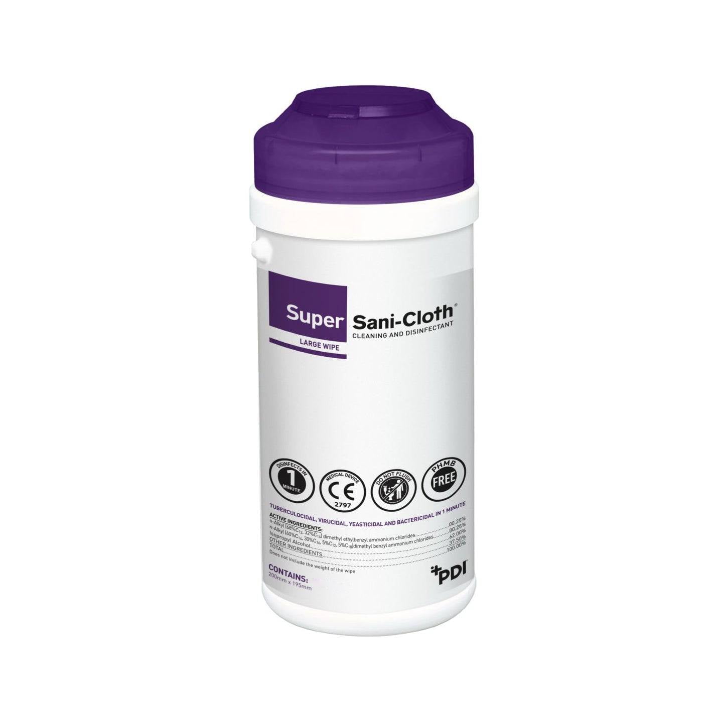 Pdi Cleaner PDI Super Sani-Cloth Cleaning and Disinfectant Wipes Tube of 200 – UKMEDI